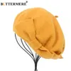Buttermere 및 프랑스어 베레모 모자 여성 모직 베레모 비니 노란색 가을 겨울 활 따뜻한 모직 우아한 숙녀 솔리드 한국어 화가 모자