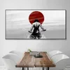 Black White Red Japanese Samurai Warriors Ukiyo Pianting Vintage Abstract Japanese Wall Mural Poster målning för vardagsrummet BED8533013