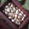 10pcs Gold Plated Copper Frame Edge Pearl Connector Double Bail Loose Beads, Natural Irregular Freshwater Pearl Charm, 15-40mm Long Approx