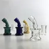 3,5 polegada mini vidro bong tubulações de água de água com 10mm 14mm fêmea espessura pyrex colorido azul verde claro mão fumar tubo de bongos