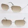 Hele metalen randloze mannen vrouwen grote vierkante zonnebril draad frame unisex brillen mannelijke en vrouwelijke mode -accessoires 275U