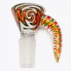 4 Color Thick glass bong slides with handle Smoking bowl green funnel Male 14mm accessories Water Pipe bongs 18mm bowls heady slide