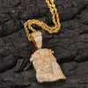 Mężczyźni Kobiet Faith Naszyjnik 18K Gold Splated Cz Out Out Jezus Wisiant Naszyjnik z liną kubańską łańcuch ładny prezentPresent1929748