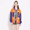 Streetwear 캐주얼 캐주얼 특대 느슨한 힙합 로고 Sequined Bomber Jacket Clubwear 여성 긴 소매 전면 지퍼 스팽글 코트