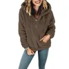 Women Sherpa Fleece Hoodie Hooded Pullovers Sweatshirt Long Sleeve Zipper Outwear Pocket Hoodies Plush stand collar coat pullover LJJA3116