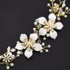 US Warehouse New fashion flower pearl bride headdress ethnic style hand woven wedding band hair accessories Jewelry Gift