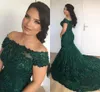 Sparkly Mermaid Evening Dresses Off Shoulder Short Sleeve Sequined Lace Luxury Formal Party Gown Celebrity Party Dresses