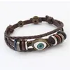 Punk Turco Mal Eye Braceletes Pulseira Feminino Pulseira De Couro Genuíno Pulseira Étnica Vintage Jóias Para As Mulheres Homens Bijouterie 10479