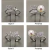 إعدادات خاتم اللؤلؤ الكاملة Zircon Solid 925 Silver Ring Settings 16 Ringly Ring for Women Ritting Rings قابل للتعديل DIY J5220292