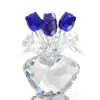 Cristal Vermelho Rosa Para Presentes dos Namorados Buquê Flores Figurines Dreams Ornamento com caixa de presente Home Wedding Decor