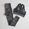 2020 Yeni Camo Dikişsiz Yoga Set Kadın Spor Giyim Spor Yüksek Bel Spor Tayt Tayt Egzersiz Sutyen 2 Parça Spor Suit