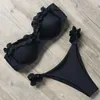 Bandeau bikini badkläder kvinnor baddräkt sexig thong ruffle bikini set push up baddräkt kvinnlig brasiliansk leopard baddräkt 2020