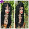 Middle part Long black /blonde /Burgundy /ombre Glueless Braided Synthetic Lace Front Wigs Twist Braids For Afro Black Women Daily Wear