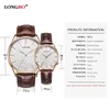 LONGBO Quartz Montre amoureux Montres Femmes Hommes Couple Robe Montres En Cuir Montres Mode Casual Montres Or 1 pcs 5012246O