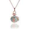 Nouveau Diffuseur Huile Essentielle Émail Cage Pendentif colliers avec 5 Boule De Coton Fleur Creuse Médaillons 60 cm chaînes Pour femmes Bijoux De Mode