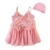 Ins-Baby Girls Princess Badkläder Sommar Lace Ruffle Tulle Kids One Piece Baddräkt Fashion Spaghetti Baddräkt C6286