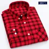 Hot Autumn Causal Classic Men Easy-Care Sukienka Koszulki Kolorowa Plaid Ubudowany Wyłącz Kołnierz Gentleman Custom Made Shirts Plus Size M ~ 5XL