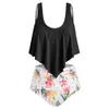 Wipalo Fluss Fluss Land Size High Waisted Women Setting Summer Beach Boho Swim 세트 2 조각 수영복 숙녀 휴가 큰 크기