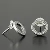 New Round Eternal Stud Earrings with CZ Diamonds for Pandora 925 Sterling Silver Fashion Wild Vintage Women's Stud Earrings with Box