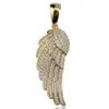 FashionGold White Gold helado Cz Amantes de circonía Collar de ala de ángel Hip Hop Feather Feather Rapper Jewellry Gots Fo6904365