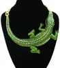 New Fashion personalized Green Iced Diamond Big Crocodile Womens Choker Necklace Fake Collar Halloween Decoration Jewelry Gifts for Girls