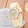 New Mint Green Geneva Watch Shadow Design Rose Gold Rubber Silicone Candy Unisex Quartz Wristwatches For Gift9926040