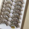 NEW 10 Pairs 3D Mink Color False Eyelashes Brown Cross Long Natural Fake Eyelashes Stage Show Makeup Thick Eye Lashes