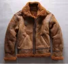 3 colours AVIREXFLY lamb fur collar Men leather jackets Sheep shearing fur ykk zipper Flocking sheepskin genuine leather