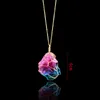 Colorful Stone Pendant Necklace Crystal Pendant Woman Kids Jewelry Design Fashion Necklace Gift Natural Multicolor HHA1341