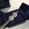 Свадебные украшения серьги-гвоздики из серебра 925 пробы с позолотой высокого качества с бриллиантовым цветком для женщин1271e