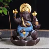 4 cores cerâmico ganesha elefante deus buddha estátuas backflow incenso queimador home escritório incenso cones livre DHL