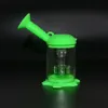 Bongs de agua de vidrio únicos 50 mm Mini Bong Ensamble Pipas de agua de vidrio de silicona Pipas para fumar Cabezal de ducha Percolaor Oil Dab Rigs Hookahs para humo