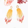 4 colori bohémien con perline di resina in lega lunga nappa orecchini pendenti per gioielli da donna