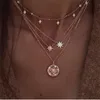 Crystal Star Multilayer C Gold Chain Halsband Summer Beach Fashion Hip Hop Jewelry for Women Drop Ship