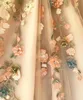 2019 Un hombro de tul una línea Vestidos largos de baile 3D de encaje floral Apliques moldeado Longitud del piso partido formal Vestidos de noche de fiesta