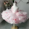 Düğün 3D Aplike Yarışması Abiye Katmanlı Organze Diz Boyu Boncuklu ilk komünyonu Elbise İçin Güzel Prenses Kısa Çiçek Kız Elbise