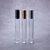 10 ml de Espessura Rolo De Vidro na Garrafa com Bola de Aço Inoxidável Perfume Garrafa de Óleo Essencial Transporte Rápido F2066