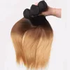 Cheveux raides brésiliens # 1B/4/27 miel blond cheveux humains 3 ou 4 offres groupées trois tons Ombre cheveux armure faisceaux pour femme