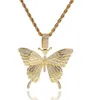 14 тыс. Золотого замороженного подвесного ожерелья для бабочки Микропромышленное кубическое цирконие