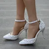 Moda Pearls designerskie buty ślubne obcasy Crystal buty ślubne Rozmiar 4-10 impreza 4 w wysokich obcasach buty dla kobiet białe kości słoniowej 308M