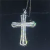 Collier pendentif grande croix creuse en argent Sterling 925 pavé 5A Cz pierre longue croix pendentif pour femmes hommes fête bijoux de mariage