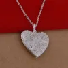 Women Floating Lock Heart Pendant Necklace 925 Silver Plated Heart Chain Necklace Gift for Love Friend High Quality