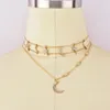قلادة Crystal Star Moon Netlace Gold Hllayer Multilayer Netlaces Heldant Summer Fashion Jewelry for Women Will and Sandy