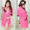 8 couleurs femmes solide uni rayonne soie courte Robe pyjama lingerie chemise de nuit kimono robe pjs femmes robe robe de bain nuisette lingerie + string