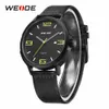 WEIDE haute qualité marque mode décontracté calendrier Quartz analogique Auto Date hommes horloge montres-bracelets noir PU bracelet en cuir heures