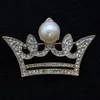 Fashion charm pearl jewelry alloy diamond crown brooch European and American women fashion jewelry