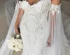 Abiti da sposa a sirena con spalle scoperte Applique in pizzo Perline Perle Plus Size Abito da sposa Maniche lunghe Abiti da sposa2298322