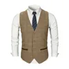 Verificado tweed colete masculino terno colete fino noivo usar colete de casamento masculino vestido coletes sem mangas terno jaqueta