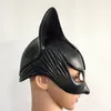 Máscara de Mulher-Gato Cosplay Traje Headgear Preto Meia Face Máscaras de Látex Mulher Sexy Halloween Batman Festa adulto Black Ball Mask260M