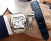 Ny toppkvalitet Stylish Quartz Watch Men Rose Gold Dial Classic Square Design Quick Change Band Mens full rostfritt stål C2647520
